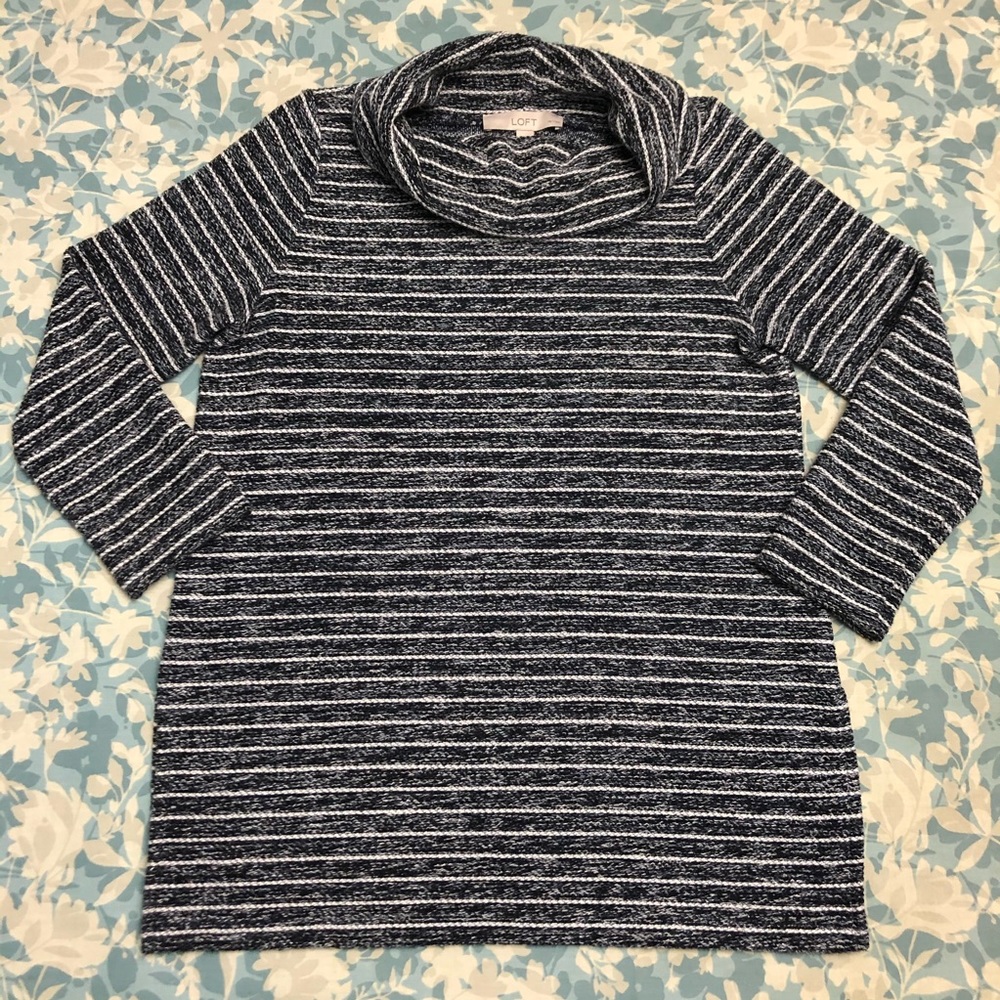 LOFT striped cowl neck sweater